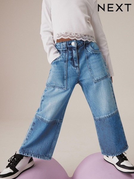Mid Blue Denim Wide Leg 100% Cotton Jeans (3-16yrs) (K91508) | €18 - €23