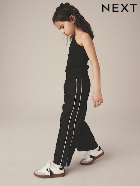 Black Wide Leg Woven 100% Cotton Trousers (3-16yrs) (K91509) | AED56 - AED74
