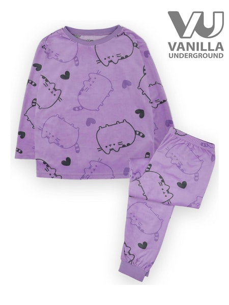 Vanilla Underground Purple Pusheen Girls Licensed Fleece Pyjamas (K91537) | €29
