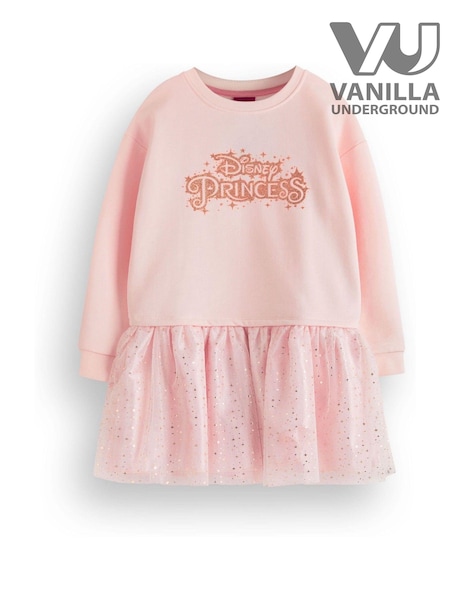 Vanilla Underground Pink Girls Disney Princess Longline Sweatshirt with Trim (K91553) | 99 QAR