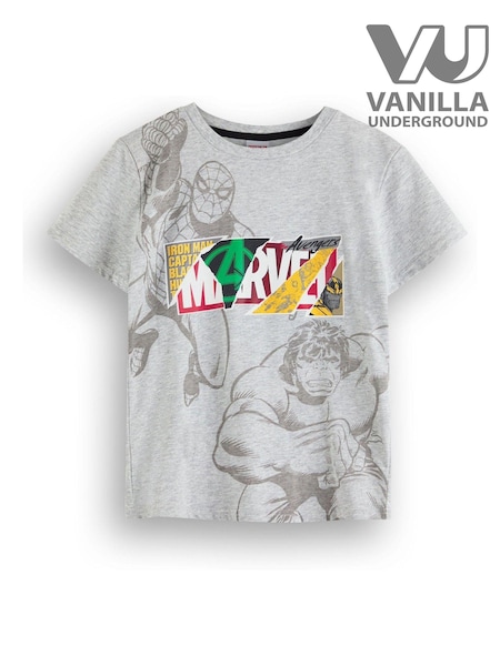 Vanilla Underground Grey Kids Marvel Logo Short Sleeved T-Shirt (K91559) | €20