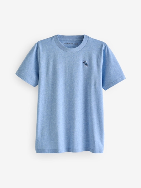 Abercrombie & Fitch Blue 100% Cotton Textured Print Logo T-Shirt (K91670) | €19