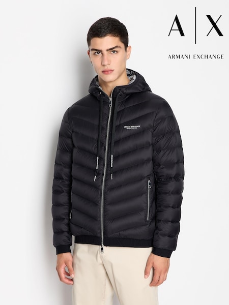 Armani Exchange Hooded Puffer Black Jacket (K91835) | €121