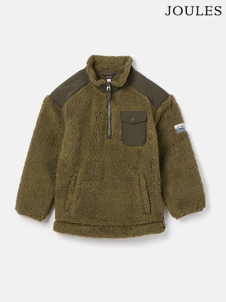 Joules Boys' Billy Khaki Green Half Zip Borg Fleece (K91857) | €41 - €45