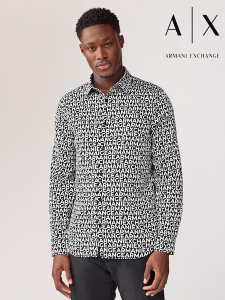 Negru - Logo Armani Exchange 100% Bumbac Cămăși (K91869) | 396 LEI