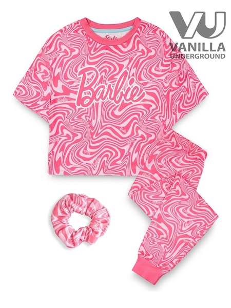 Vanilla Underground Pink Girls Barbie Long Leg Pyjamas and Scrunchie (K92196) | AED125