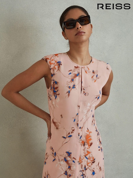 Reiss Blush Becci Printed Open Back Midi Dress (K92229) | 1,161 QAR