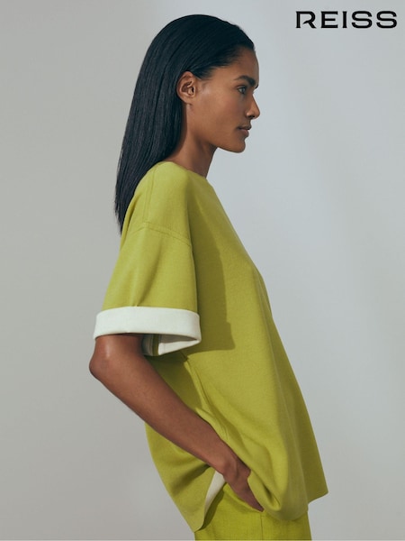 Reiss Green Tess Knitted Silk Blend Top with Cashmere (K92265) | €140