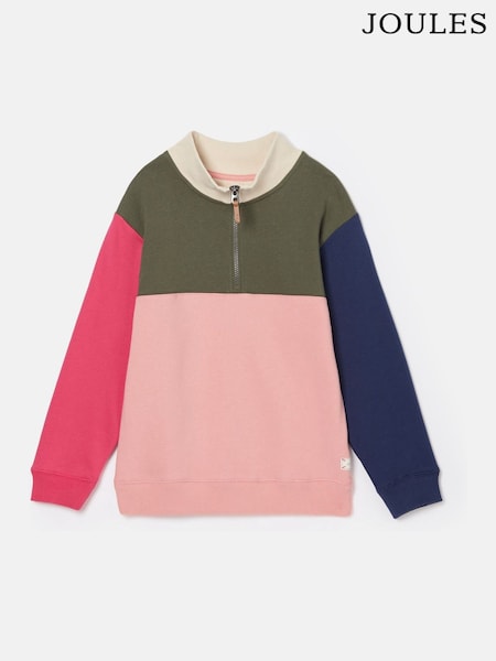 Joules Girls' Elliot Multi Colour Block Quarter Zip Sweatshirt (K92277) | R$ 255 - R$ 285