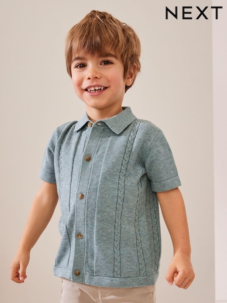 Blue Short Sleeve Button 100% Cotton Through Polo Shirt (3mths-7yrs) (K92285) | €7.50 - €8.50