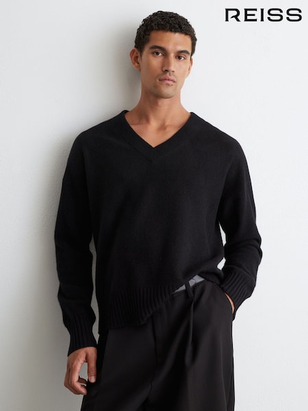 Қара - Regular Reiss Alberz Wool-cashmere V-neck Jumper