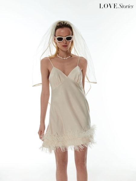 Love Stories Cream Honey Feather Silk Nightie (K92629) | 72 BD