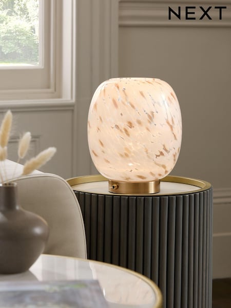 White/Gold Confetti Glass Rechargeable Wireless Table Lamp (K92705) | €59