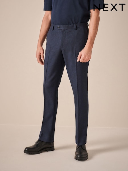 Navy Blue Slim Fit Textured Suit Trousers (K92753) | AED98
