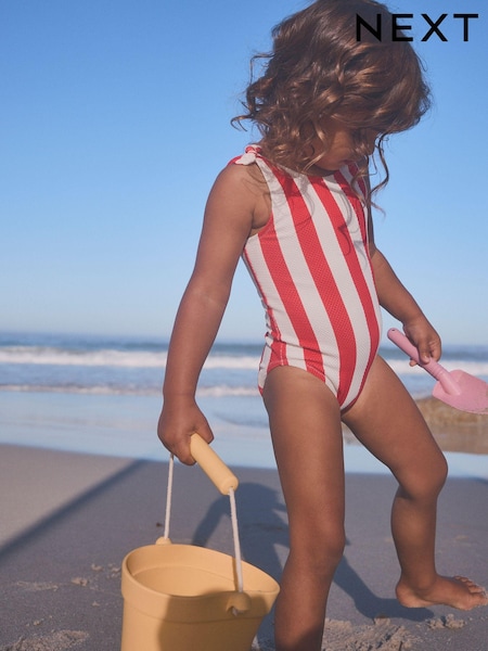 Red Stripe Tie Shoulder Swimsuit (3mths-12yrs) (K92825) | AED42 - AED60