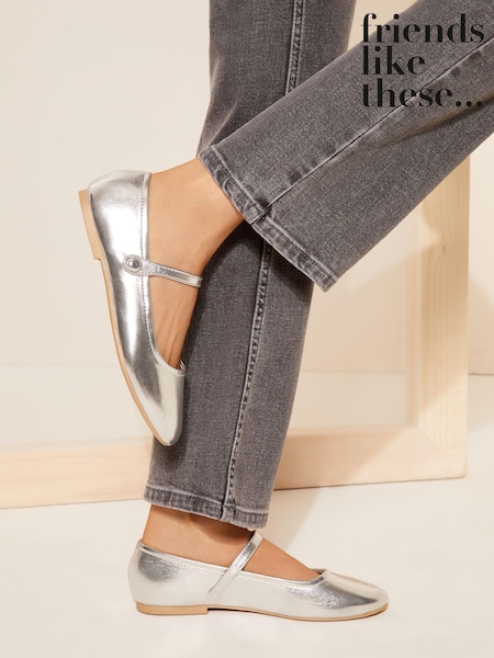Friends Like These Silver Round Toe Mary Jane Ballet Pump (K92869) | €10