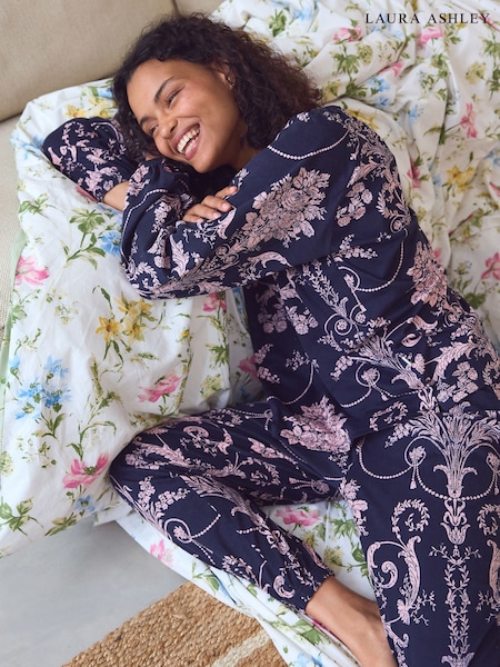أزرق داكن/وردي - Laura Ashley 100% Cotton Pyjamas (K93004) | ‏173 ر.ق.
