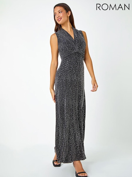 Roman Metallic Shimmer Twist Detail Stretch Maxi Dress (K93051) | €46