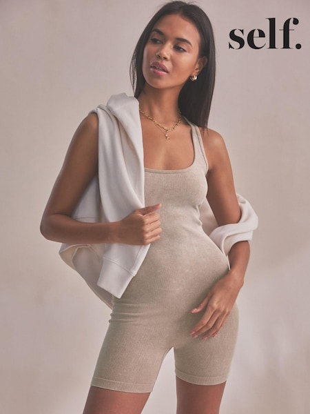 Cream - Self. Gerippter, nahtloser Einteiler-Jumpsuit (K93080) | 17 €