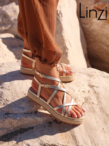 Linzi Gold Dezi Strapped Flatform Sandals (K93157) | €45