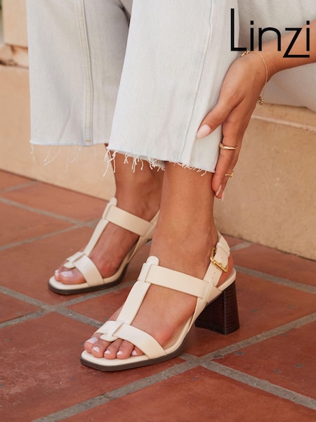 Linzi Cream Cristina Block Heeled Sandals (K93215) | €27
