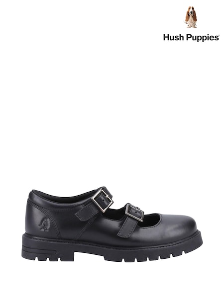 Piele neagră - Hush Puppies Copii mai mari Ella Negru Patent Pantofi (K93231) | 204 LEI