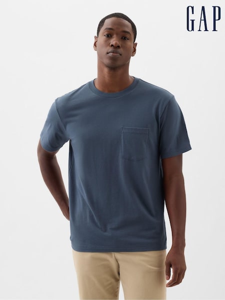 Gap Dark Blue Original Pocket 100% Cotton Crew Neck Short Sleeve T-Shirt (K93241) | € 22