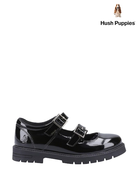Negru lăcuit - Hush Puppies Copii mai mari Ella Negru Patent Pantofi (K93253) | 204 LEI