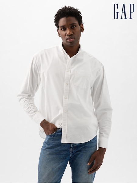 Gap White Long Sleeve Oversized Oxford Shirt (K93306) | €23