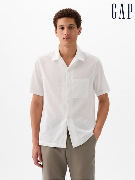 Gap White Linen Cotton Short Sleeve Shirt (K93331) | €18.50