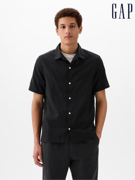 Gap Black Short Sleeve Linen Cotton Shirt (K93344) | €31