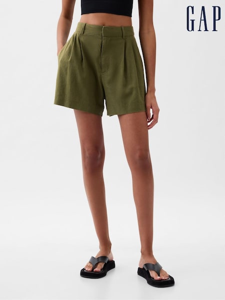 Gap Khaki Green 4" Linen Cotton Everyday Shorts (K93361) | €17