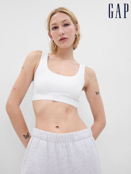 Белый - Gap Organic Stretch Cotton Logo Bralette (K93385) | €26