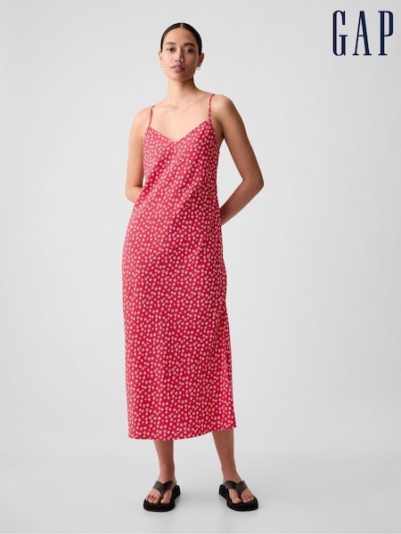 Gap Red Floral Slip Midi Dress (K93403) | €22.50