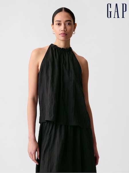 Gap Black Crinkle Sleeveless Halter Top (K93456) | €19