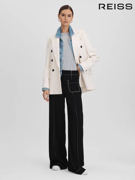 Reiss Kylie Contrast Stitch Wide Leg Trousers (K93645) | 278 €