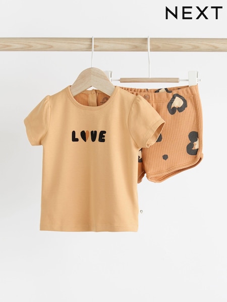 Leopard Print Baby 100% Cotton Top and Shorts 2 Piece Set (K93670) | AED25 - AED30