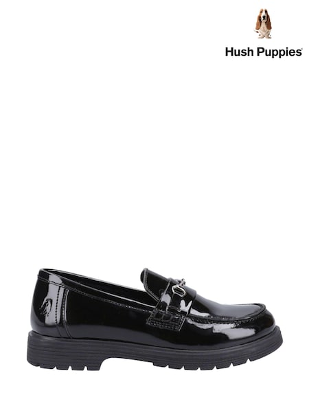 Negru lăcuit - Hush Puppies Lydia Copii mai mari Negru Patent Pantofi (K93780) | 238 LEI