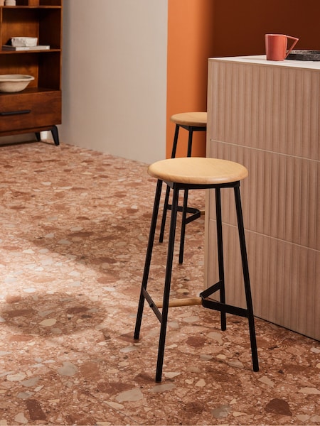 MADE.COM Black and Oak Kabin Bar Stool (K93807) | €188