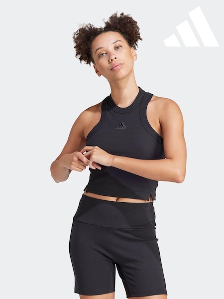 adidas Black Long Rib Vest (K93825) | 57 QAR