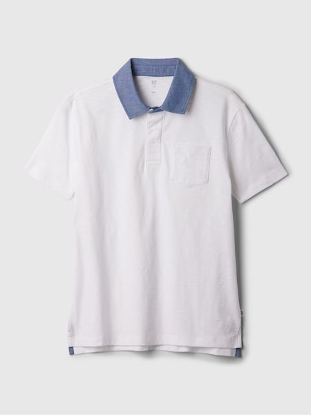 Gap White Chambray Collar Short Sleeve Polo Shirt (4-13yrs) (K93832) | €8