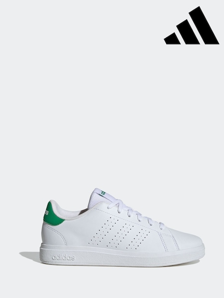 adidas White/Green Kids Advantage Base 2.0 Trainers (K93858) | R$ 325