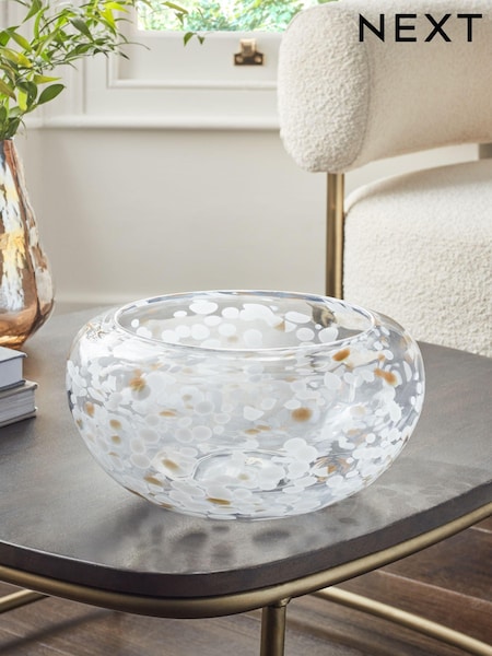 White/Gold Confetti Glass Bowl (K94096) | €39
