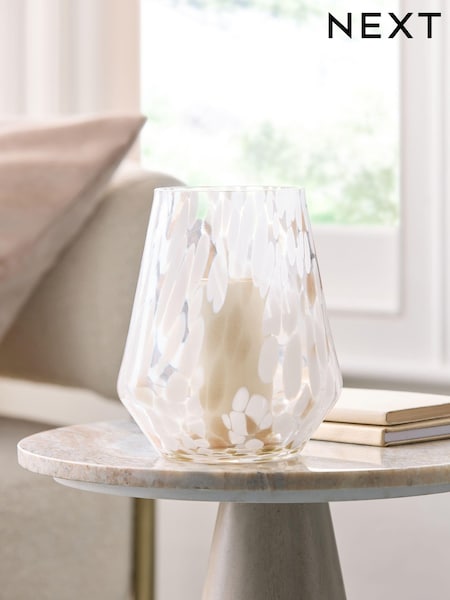 White Confetti Glass Candle Holder Hurricane (K94114) | €28