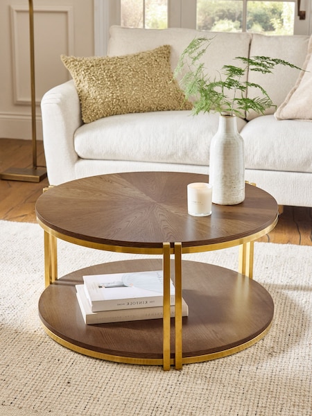 Dark Radial Oak and Oak Veneer Round Coffee Table (K94199) | €550