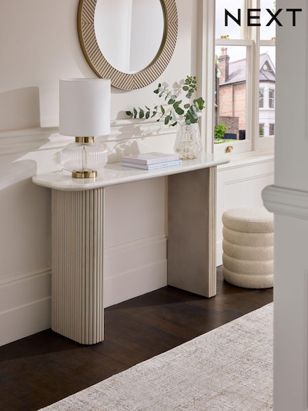 Light Grey Valencia Marble and Mango Wood Console Table (K94206) | €675