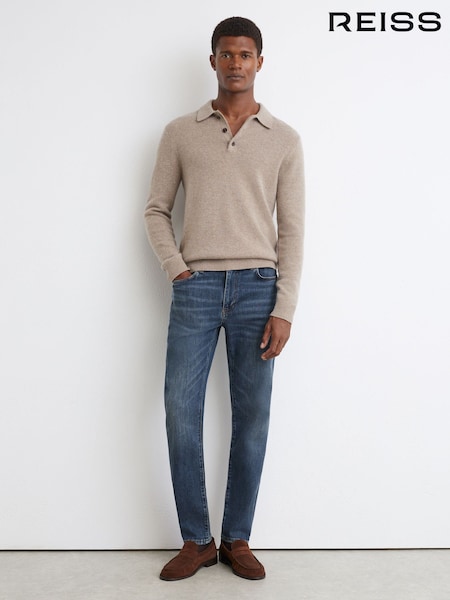 Blaue Waschung - Regular Reiss Floyd Comfort-stretch Slim-fit Jeans