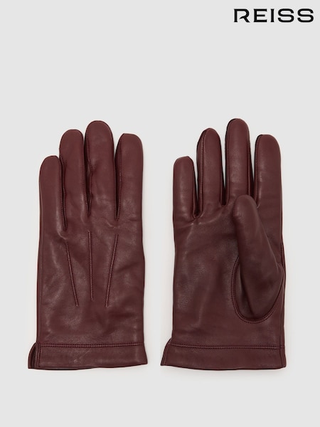 Bordeaux - Regular Reiss Monty Nappa Leather Gloves
