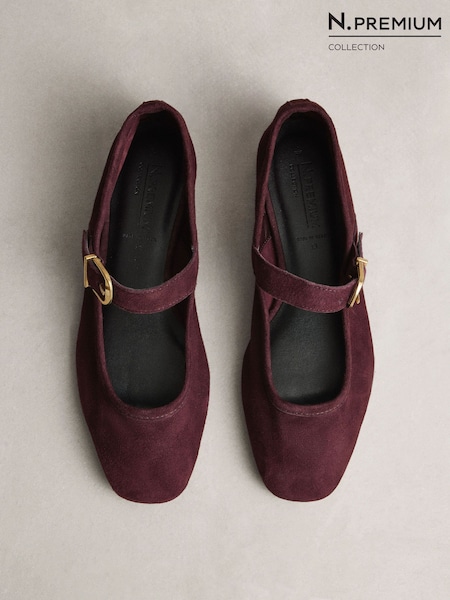 Purple - N. Premium Leather Mary Jane Shoes