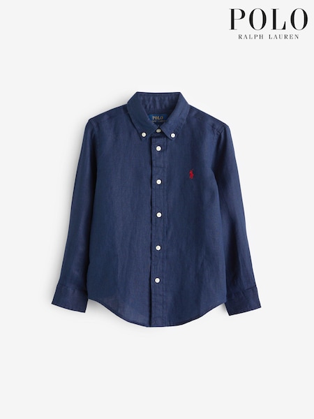 Marineblau/blau - Polo Ralph Lauren Langarmhemd für Jungen aus 100 % Leinen (K94378) | 48 € - 54 €